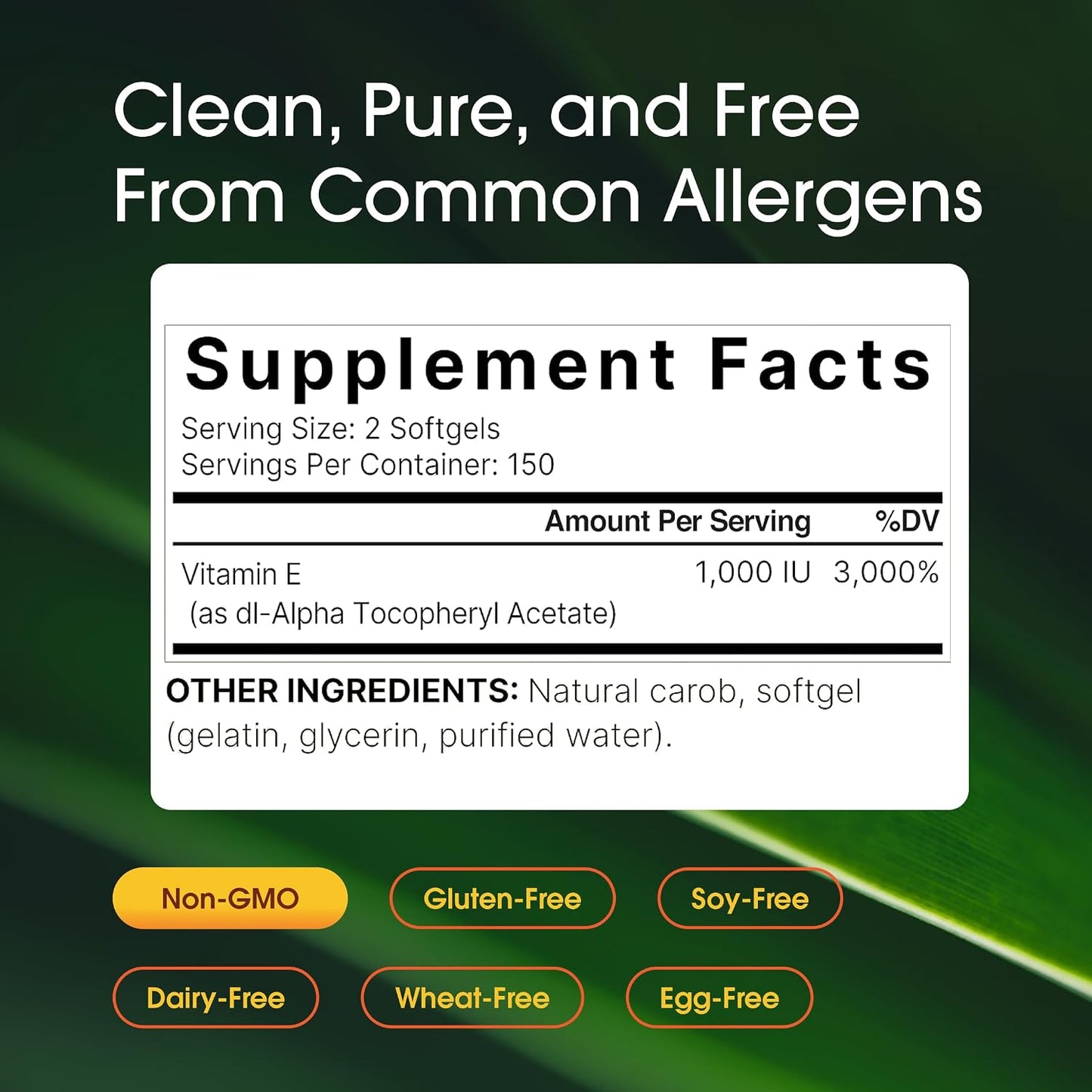 NatureBell Vitamin E 1,000 IU - 300 Soft gel capsules (5-Month Supply) - görsel 3