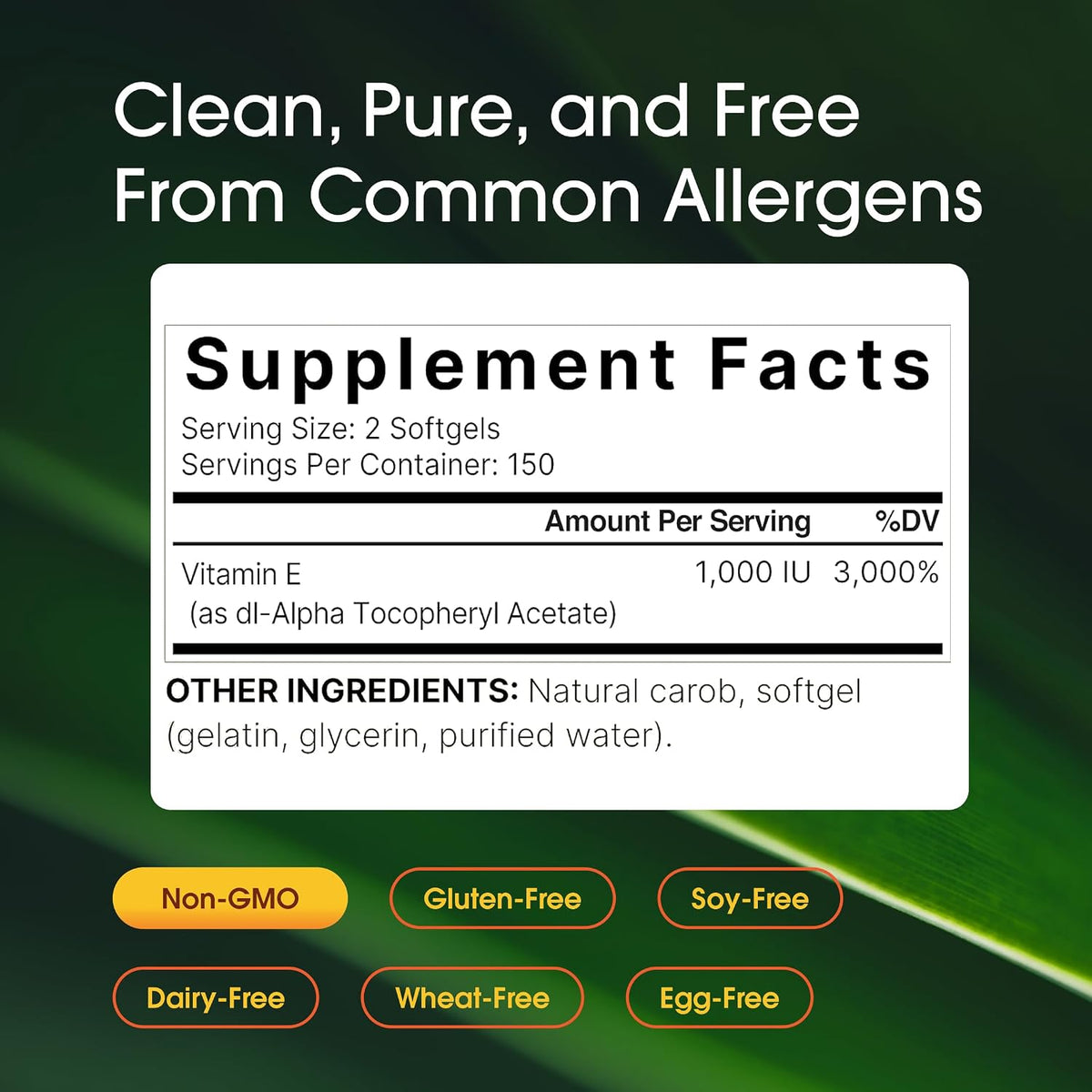 NatureBell Vitamin E 1,000 IU - 300 Soft gel capsules (5-Month Supply) - görsel 3