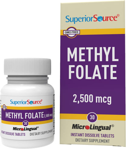 Superior Source Methyl Folate 2,500 mcg Sublingual Tablets, 30 Tablets