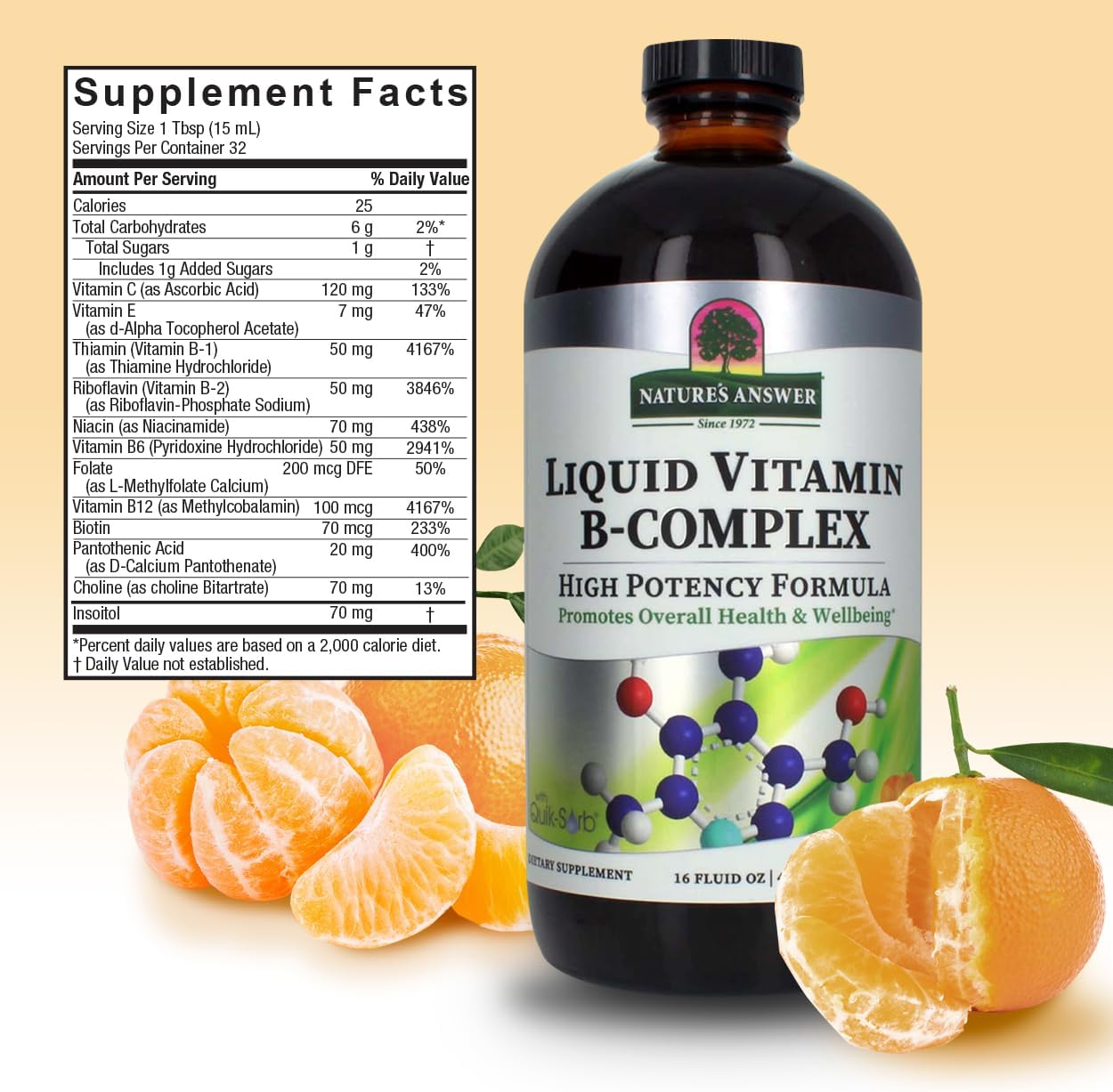 Nature's Answer Liquid Vitamin B-Complex, All-Natural Tangerine Flavour, 473 ml - görsel 3