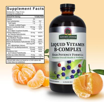 Nature's Answer Liquid Vitamin B-Complex, All-Natural Tangerine Flavour, 473 ml