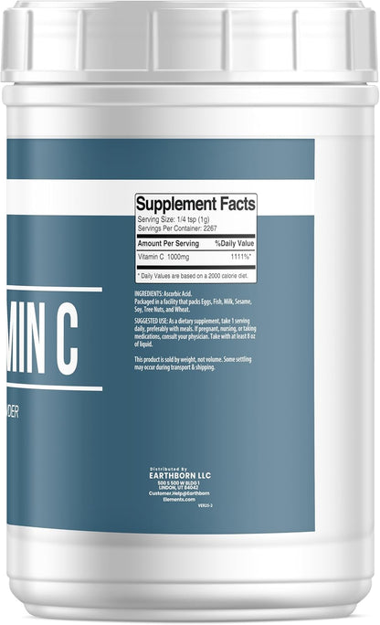 Earthborn Elements Vitamin C Powder 2.27 kg, Ascorbic Acid, Dietary Supplement