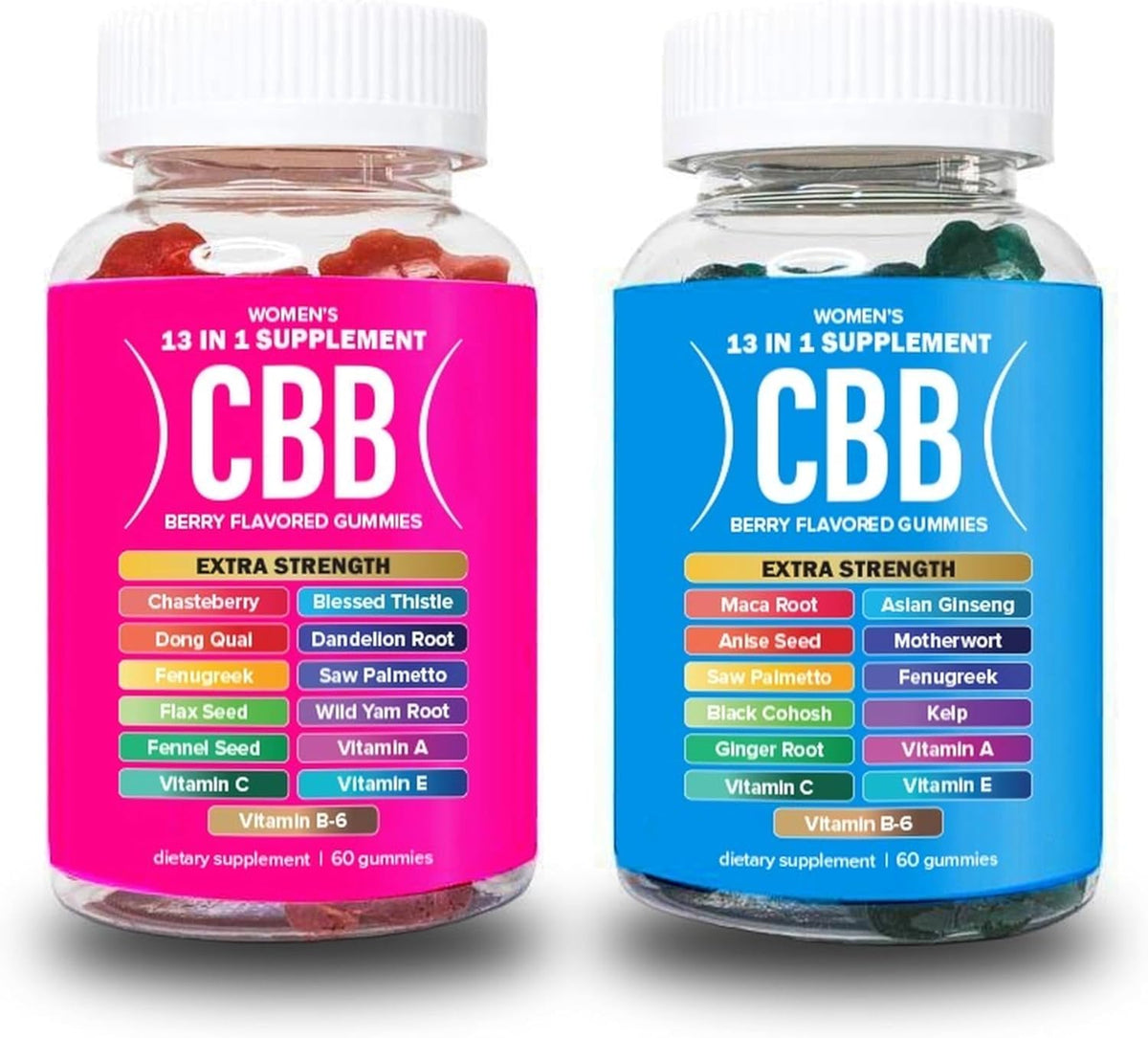 Curvy Body Bears Women's Multivitamin Gummies Top & Peach Support Combo Pack – Berry Flavour, 2-Pack (120 Gummies) - görsel 1
