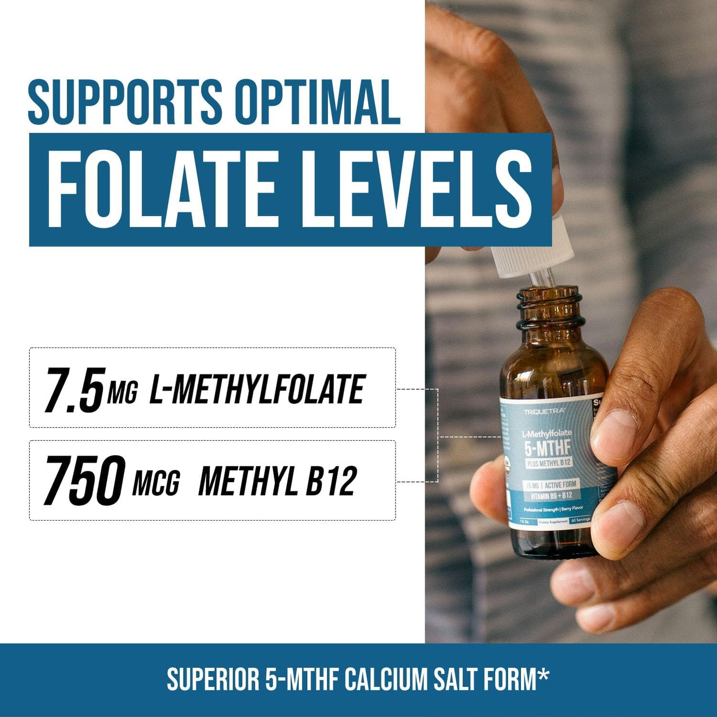 Organic L Methylfolate 7.5 mg Plus Methyl B12 Cofactor - Metabolically Active 5-MTHF Form, Superior Form of Folate - Organic Berry Flavour, Liquid Sublingual Form – Mood, Cognition, Methylation (1oz) - görsel 3