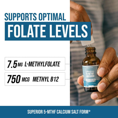 Organic L Methylfolate 7.5 mg Plus Methyl B12 Cofactor - Metabolically Active 5-MTHF Form, Superior Form of Folate - Organic Berry Flavour, Liquid Sublingual Form – Mood, Cognition, Methylation (1oz)