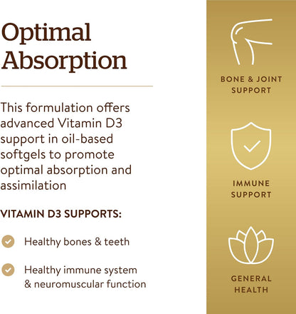Solgar Vitamin D3 (Cholecalciferol) 10,000 IU 120 Softgels