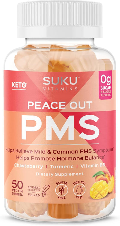 SUKU PMS Gummy Supplement with Chasteberry – Peach Mango (50 Gummies)