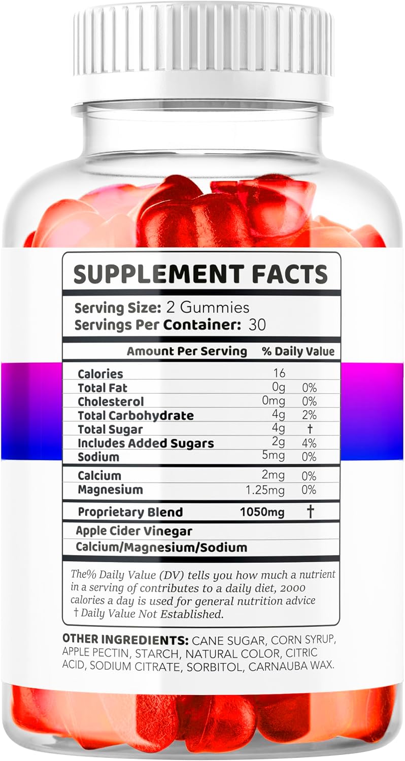 Fast Ripped Keto ACV Gummies - Apple Cider Vinegar 1050mg Supplement, 180 Gummies (3-Pack) - görsel 6