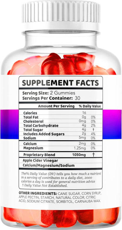 Fast Ripped Keto ACV Gummies - Apple Cider Vinegar 1050mg Supplement, 180 Gummies (3-Pack)