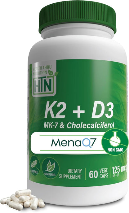 Advanced K2 (MenaQ7) 100 mcg with Vitamin D3 1000 IU, 60 Veggie Capsules