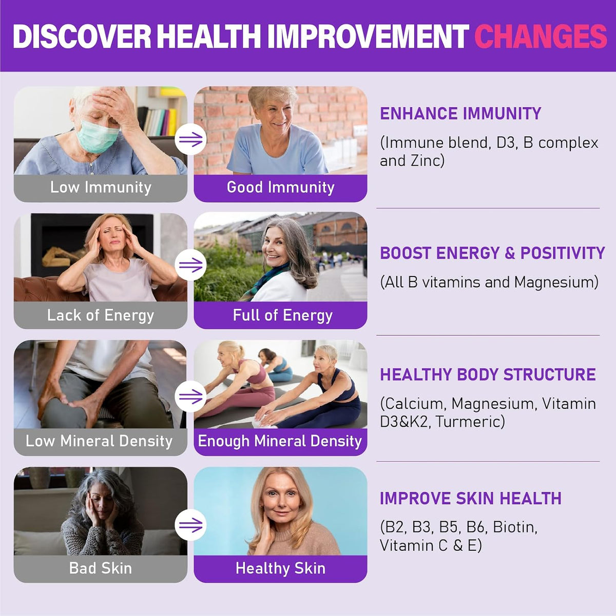 Women's Multivitamin Gummy for Age 50 and Over – Chewable Multi Vitamin with A, C, D3, E, K2 and B Complex - görsel 6