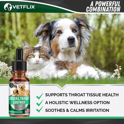 Vetflix Cough Relief Liquid for Dogs and Cats – Mullein Leaf & Elderberry Blend, 60 ml