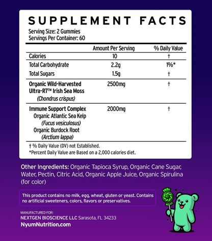 Ultra R-7 Organic Irish Sea Moss Gummies - Green