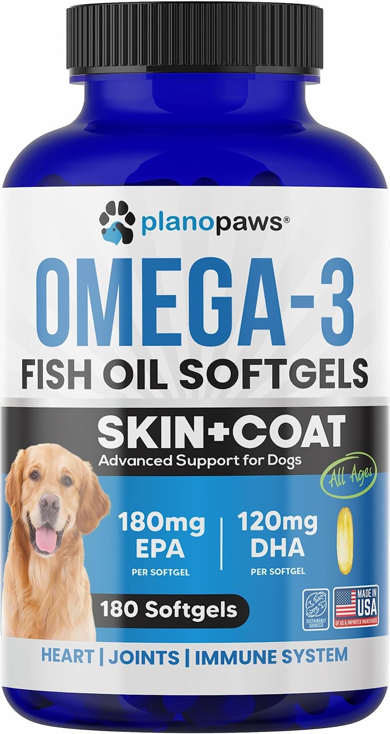 Omega 3 Fish Oil for Dogs Capsules – Salmon Oil for Dogs – Dog Fish Oil Supplement May Help Shedding, Allergy, Itching – Support Dry Skin, Joints – Dog Skin and Coat Supplement – 180 Fish Oil Pills - görsel 8