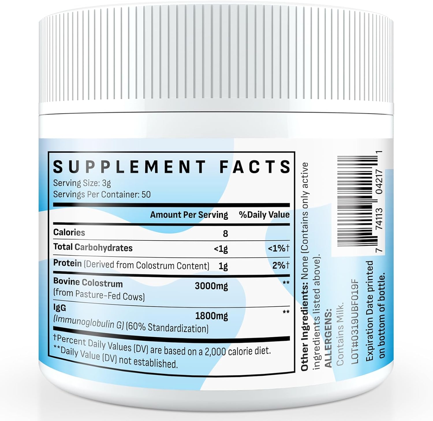 Energievoll Bovine Colostrum Food Supplement Powder - 60% IgG 3000 mg, Grass-Fed, Unflavoured (50 Servings) - görsel 7