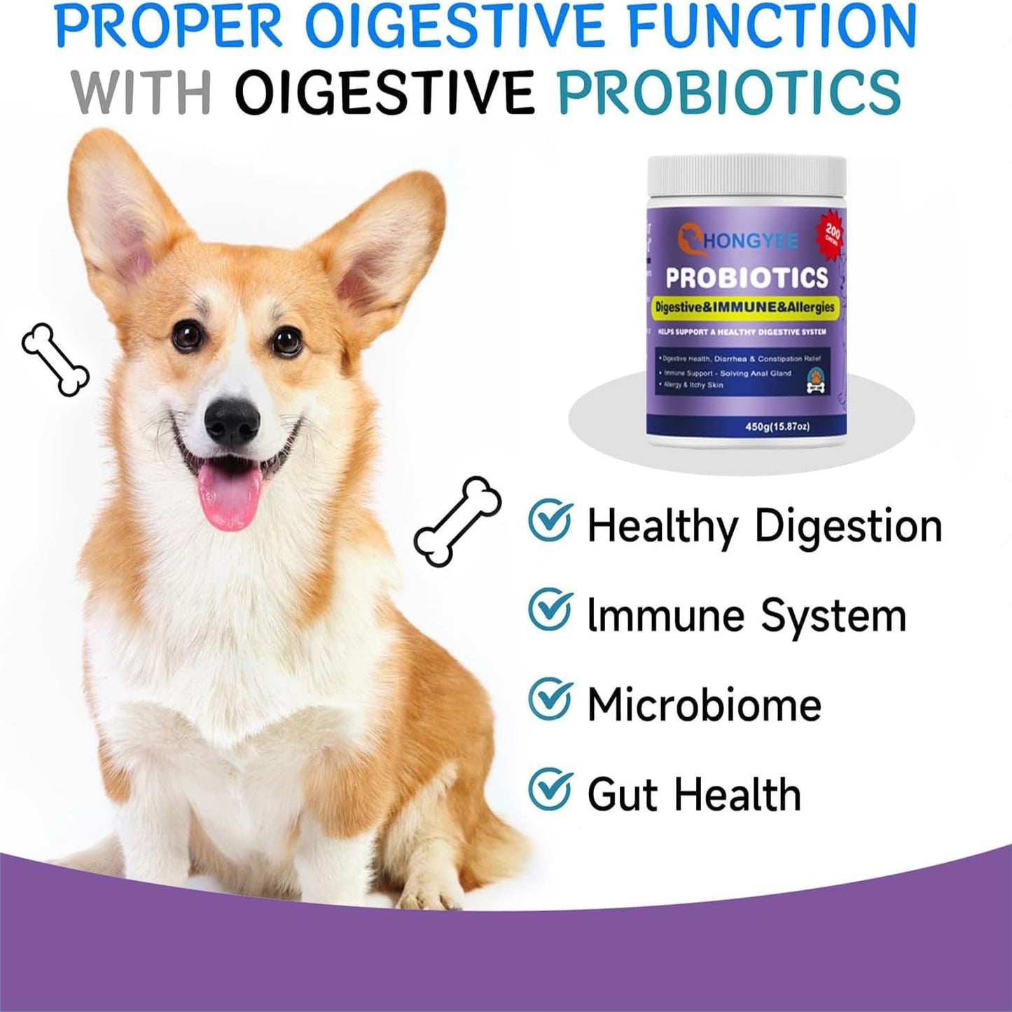 Probiotics for Dogs 200 Chews - Enzymes and Gut Support with Papaya, Pumpkin, and Krill Oil - Vet Approved - görsel 2