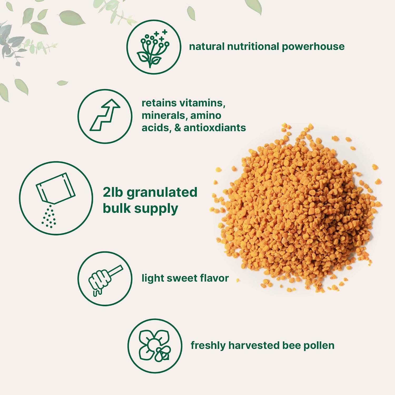 Micro Ingredients Bee Pollen Granules - 2 lb Bulk Supply, Raw Superfood - görsel 3