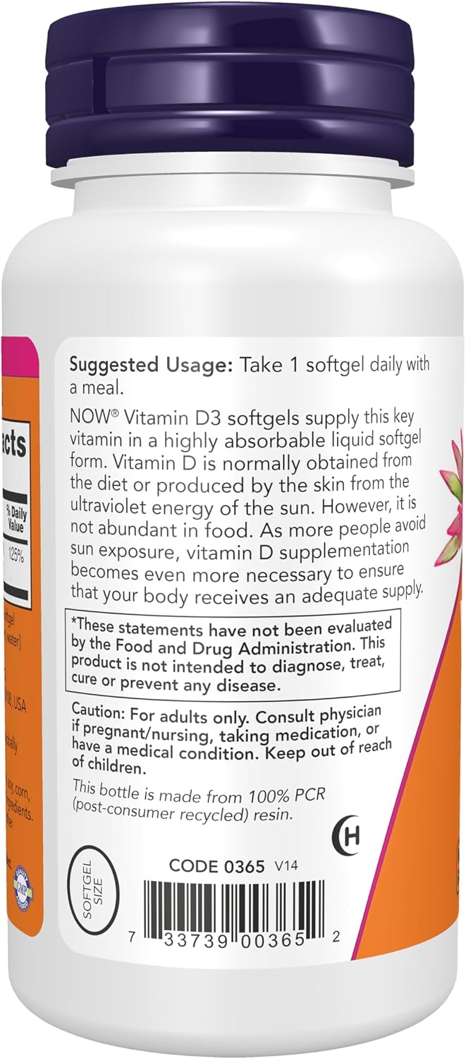 NOW Vitamin D-3 1000 IU - görsel 3