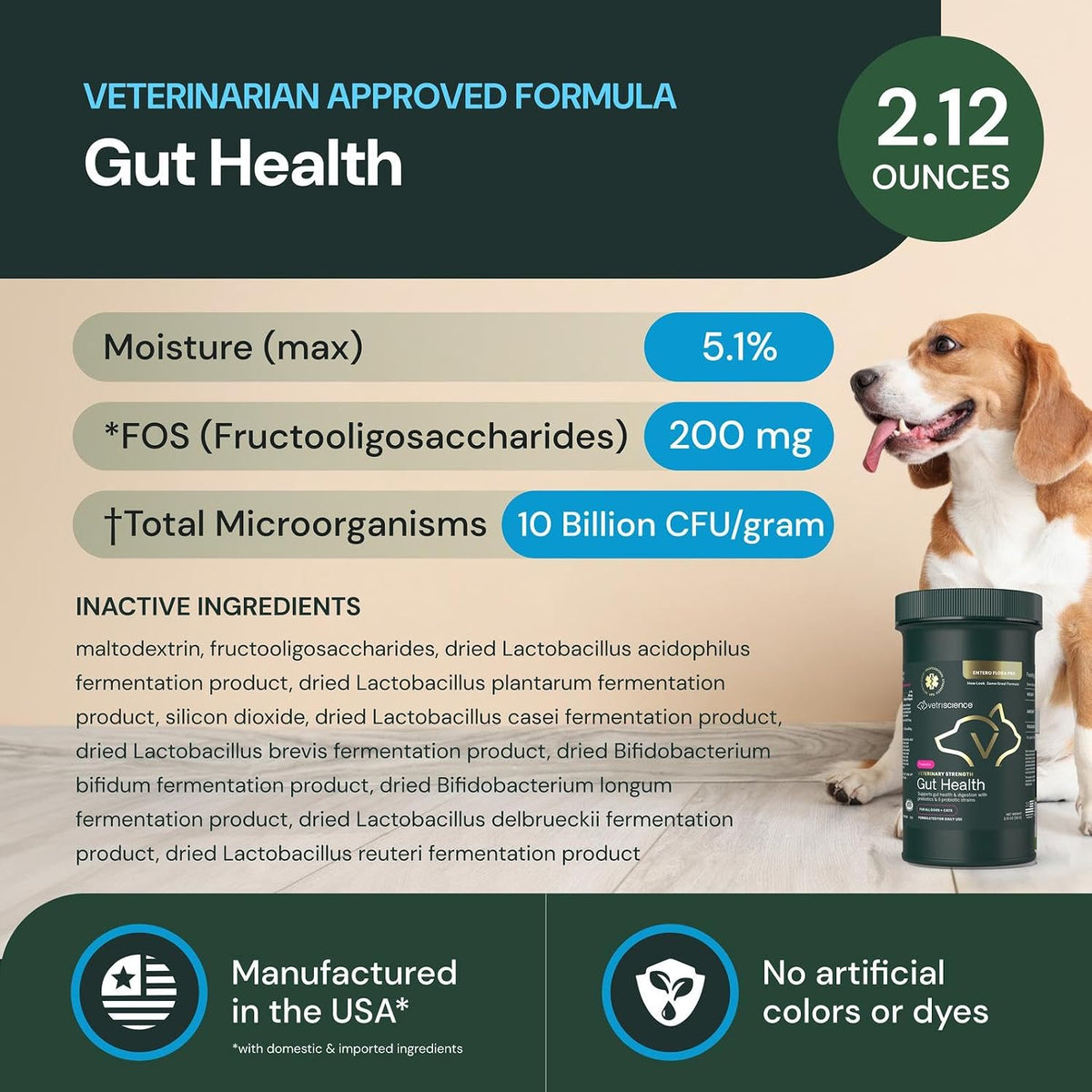 VetriScience Veterinary Strength Gut Health Powder – Probiotic for Dogs & Cats, 60 Servings - görsel 3