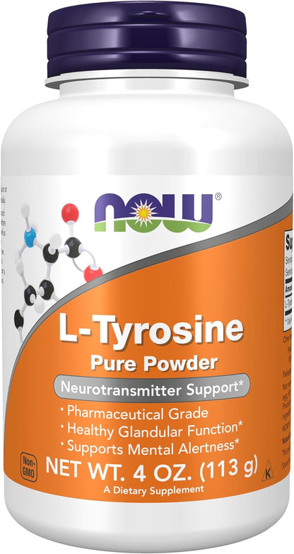 NOW Foods L-Tyrosine Powder, Free-Form, 113 g