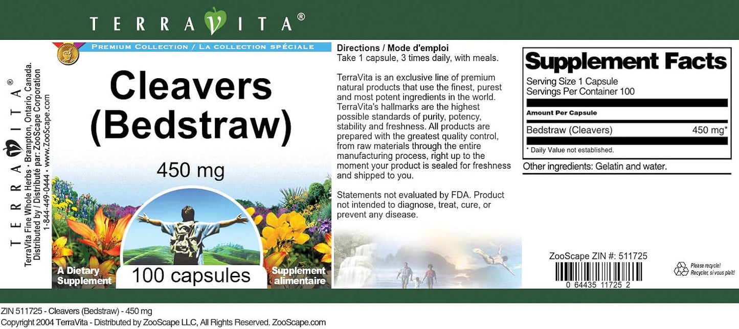 Cleavers (Bedstraw) - 450 mg (100 Capsules, 3 Pack) - görsel 4