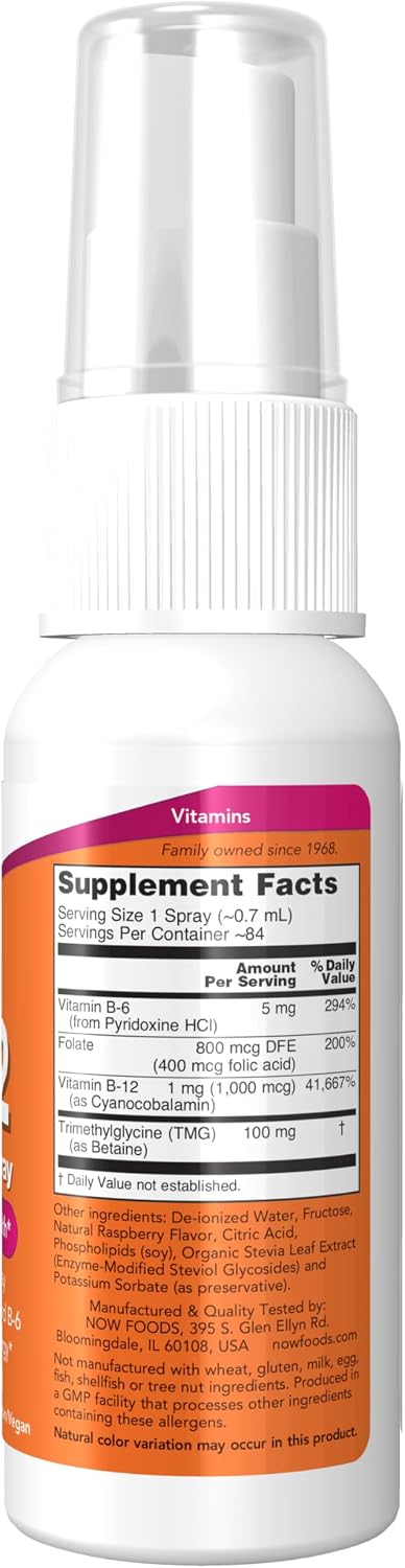NOW Foods Vitamin B-12 Liposomal Spray with Folic Acid, TMG and B-6, 60 ml - görsel 2