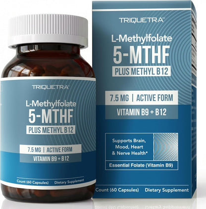 L Methylfolate 7.5mg plus Methyl B12 – Active 5-MTHF Form, MTHFR Supplement
