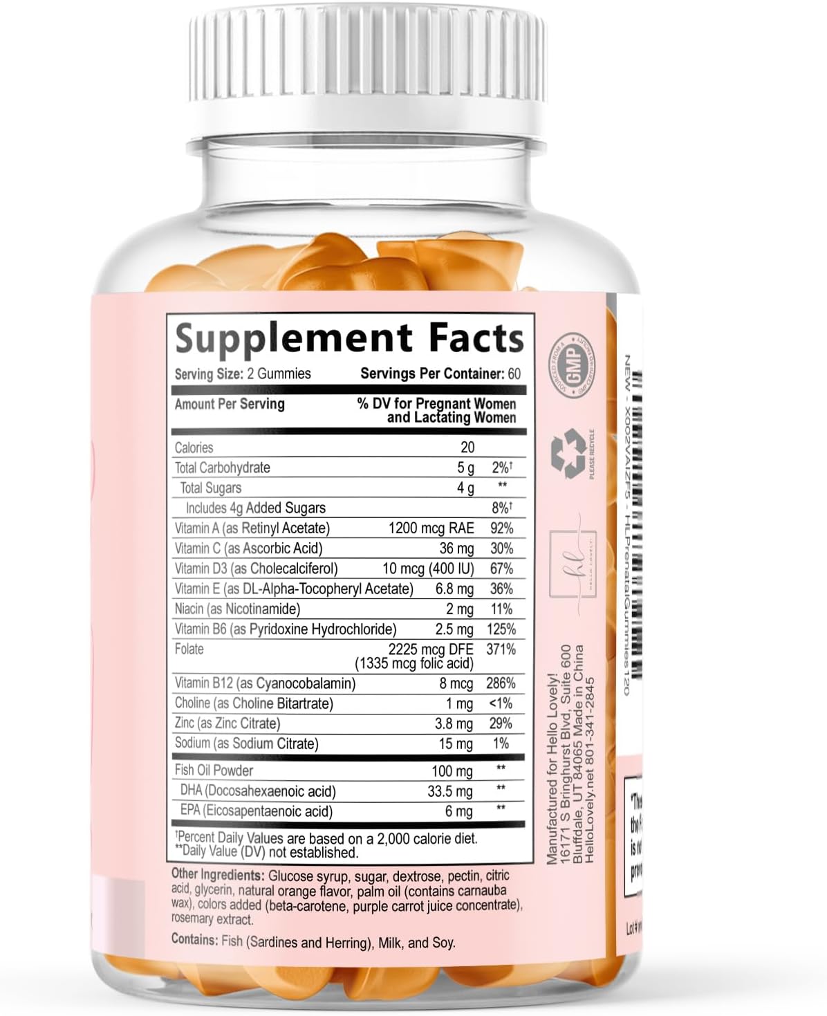 Hello Lovely Prenatal Vitamins Gummies – Complete Pregnancy Multivitamin with DHA, Folate & Choline – Orange Flavour – 120 Gummies - görsel 9