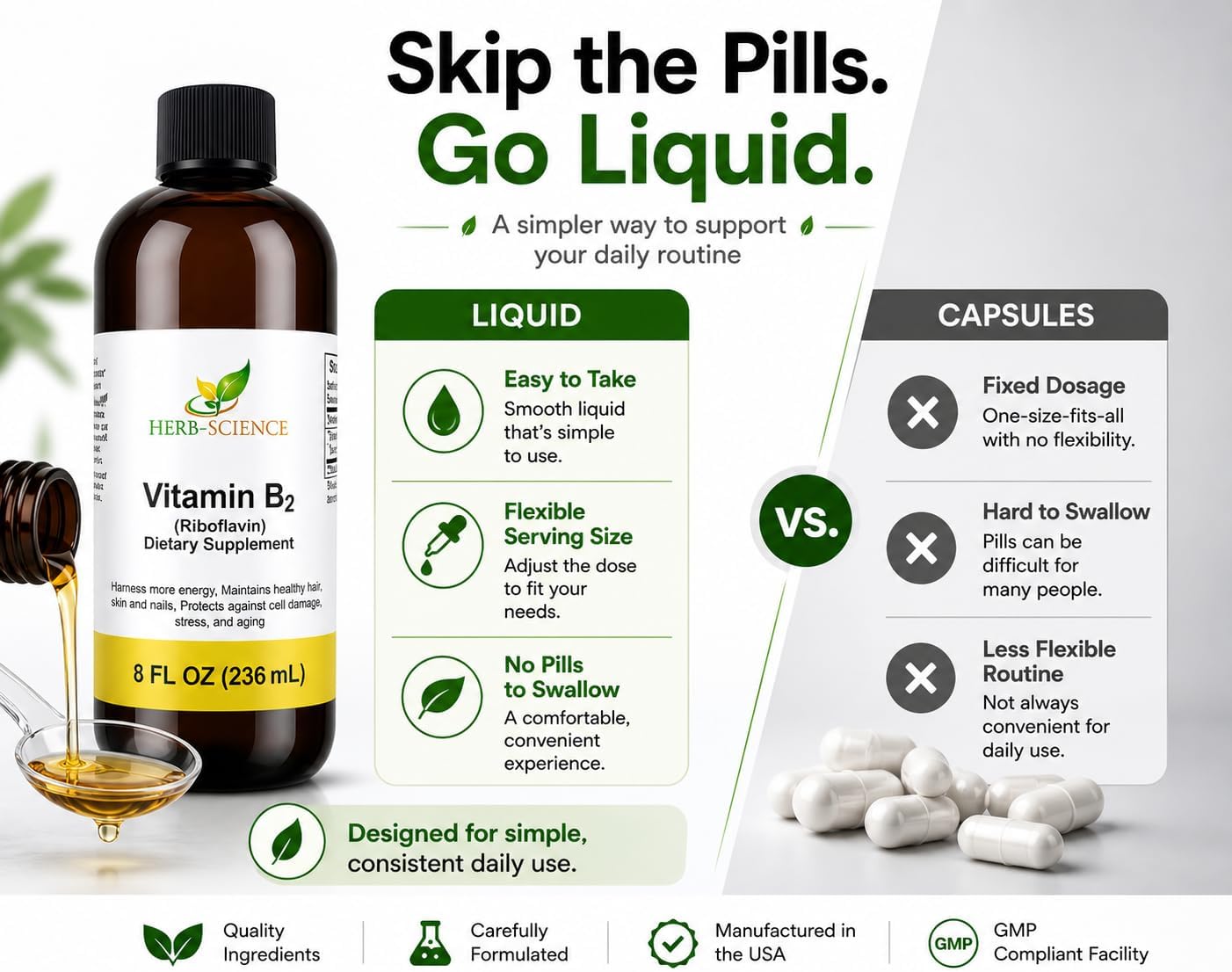 Herb-Science Vitamin B2 Liquid Drops – Riboflavin Supplement, 240 ml (8 fl oz) - görsel 4