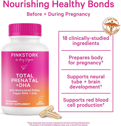 Pink Stork Total Prenatal Vitamins with DHA - Mint, 3 Month Supply