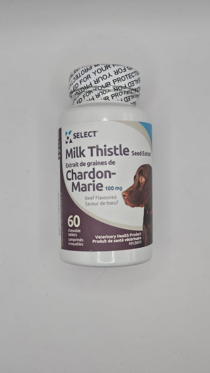 K9 Select Milk Thistle Dog Liver Supplement – 100mg, 60 Beef-Flavoured Tablets
