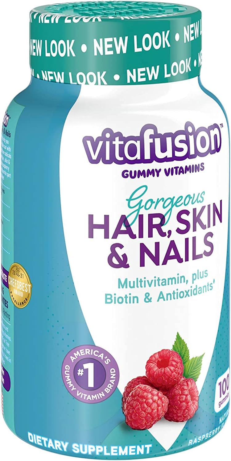 Vitafusion Gorgeous Hair, Skin & Nails Multivitamin, Raspberry 100 Gummies (Pack of 2) - görsel 4
