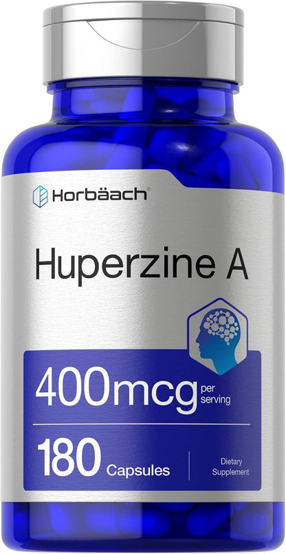 Horbäach Huperzine A 400mcg | 180 Capsules | Non-GMO, Gluten-free Food Supplement