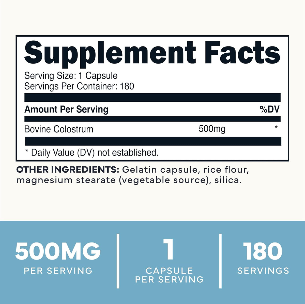Type Zero Colostrum Supplement (500mg) 180 Capsules - Bovine Sourced, Non-GMO, Gluten-free - görsel 2