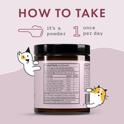 Bark & Whiskers Detox Support - Helps Support Healthy Liver & Kidney Function - Herbal Blend with Organic Milk Thistle & Green Tea - 51 g