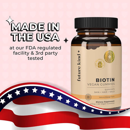 Future Kind Vegan Biotin Gummies for Hair, Skin and Nails – Vegan Collagen Supplement with Vitamin A, C & E – Natural Strawberry Flavour – 30 Gummies