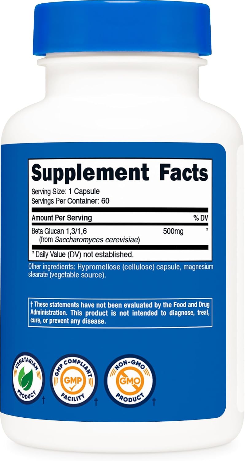 Nutricost Beta Glucan 500mg, 1,3/1,6 D-Glucan – 60 Vegetarian Capsules - görsel 5