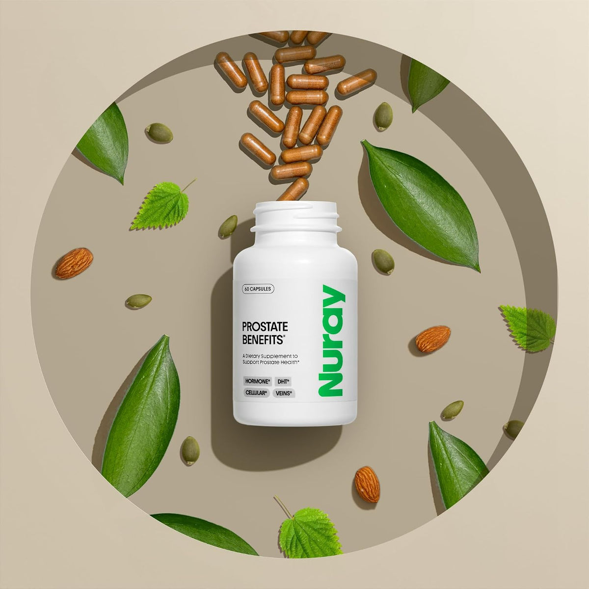 Nuray Prostate Support Supplement for Men and Women | Saw Palmetto, Vitamin C, Vitamin E, Zinc, Stinging Nettle & Alpha Lipoic Acid, 60 Vegetarian Capsules - görsel 3