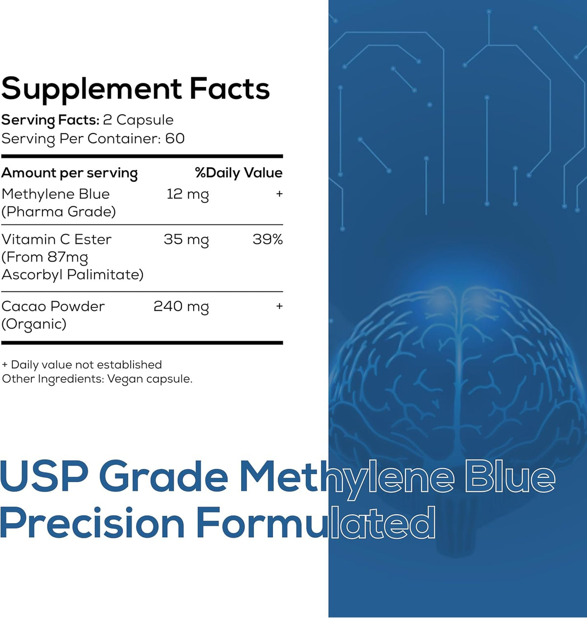 Nutri Nation Methylene Blue Pharmaceutical Grade Capsules, 120 Count - görsel 2