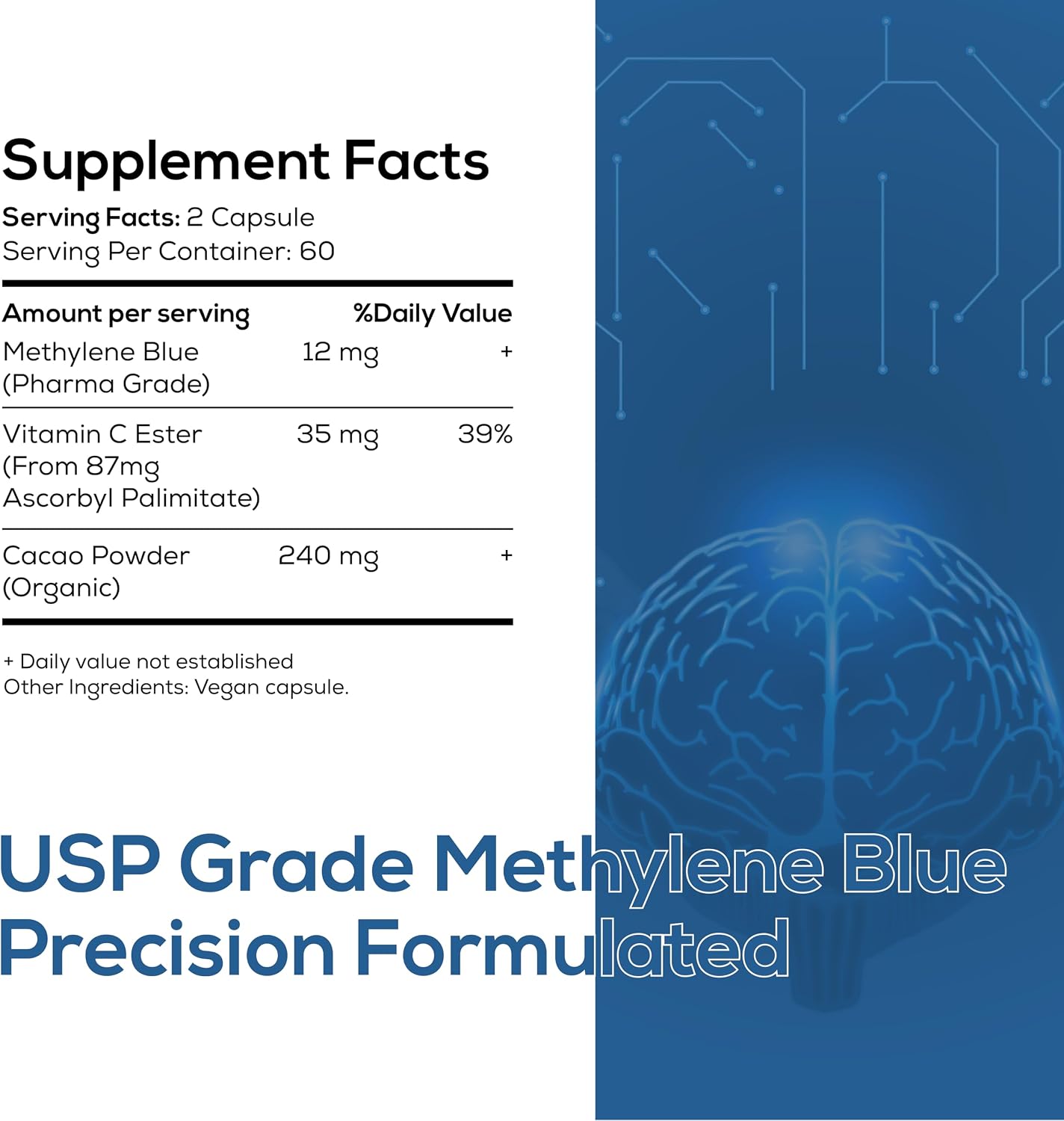 Nutri Nation Methylene Blue Pharmaceutical Grade Capsules, 120 Count - görsel 2