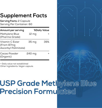 Nutri Nation Methylene Blue Pharmaceutical Grade Capsules, 120 Count