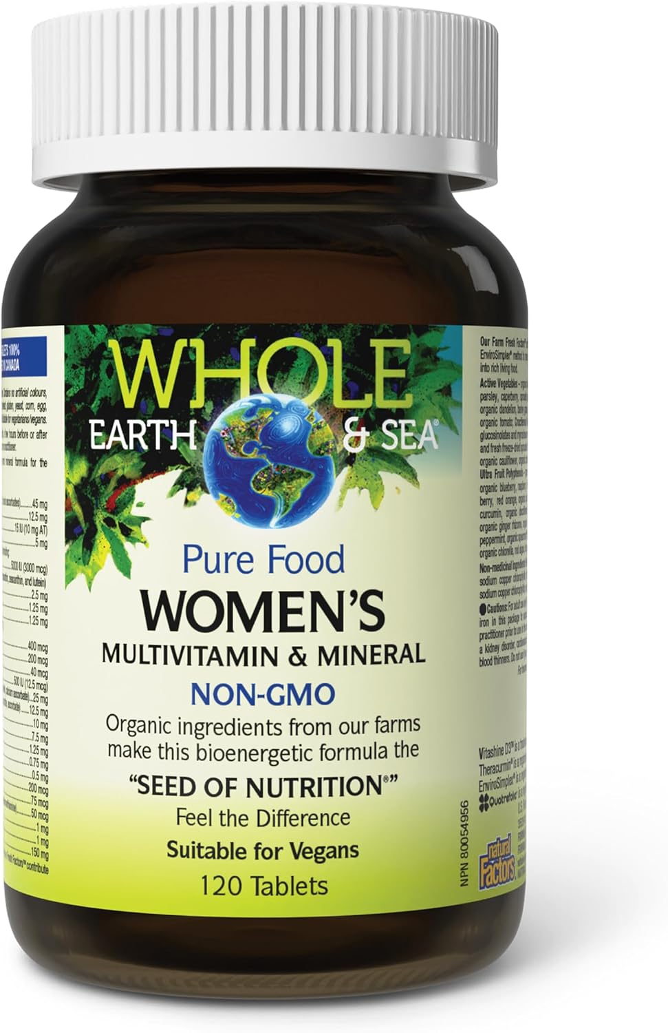 Natural Factors Whole Earth & Sea Women's Multivitamin & Mineral - Whole Food Supplement with Iron, 120 Tablets - görsel 4