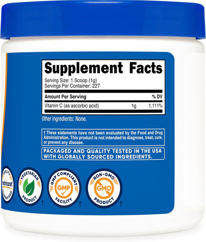 Nutricost Ascorbic Acid Powder (Vitamin C) 0.5 lb (227 g)