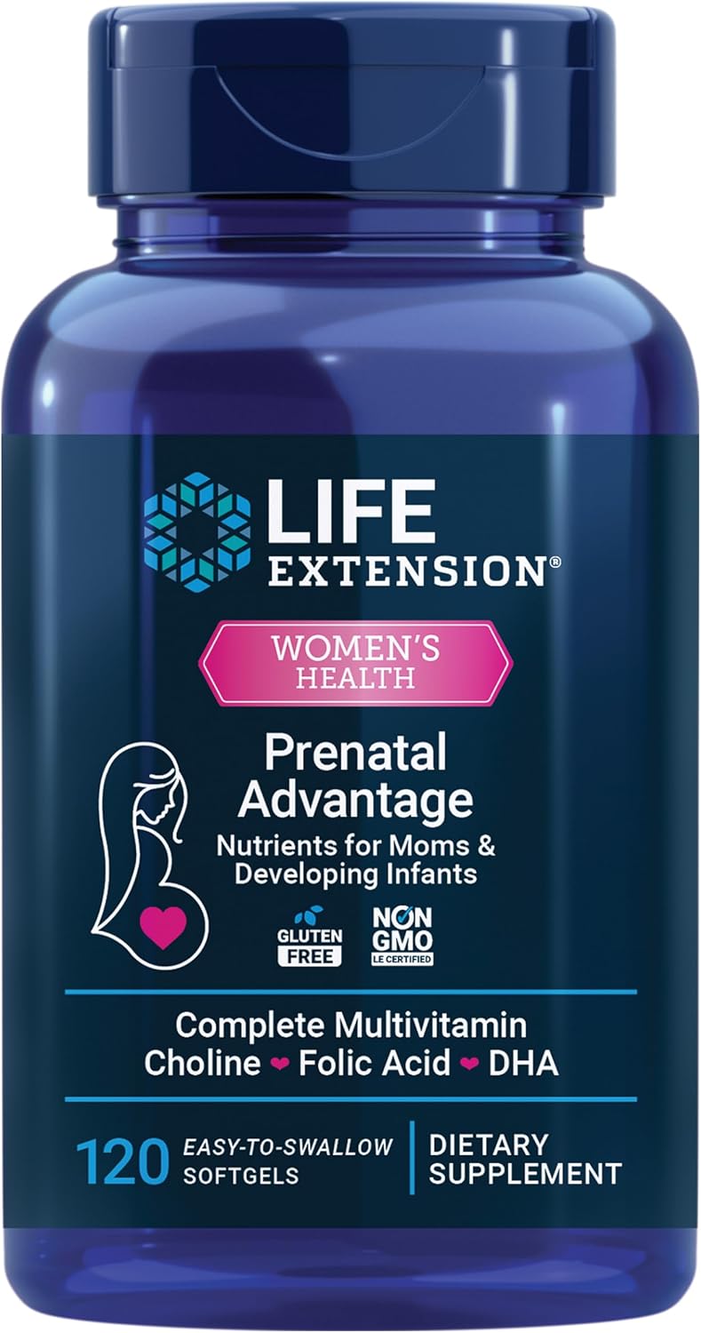 Life Extension Prenatal Advantage - Women's Multivitamin with Bioactive Folate, Choline, DHA, and Essential Nutrients - 120 Softgels - görsel 1