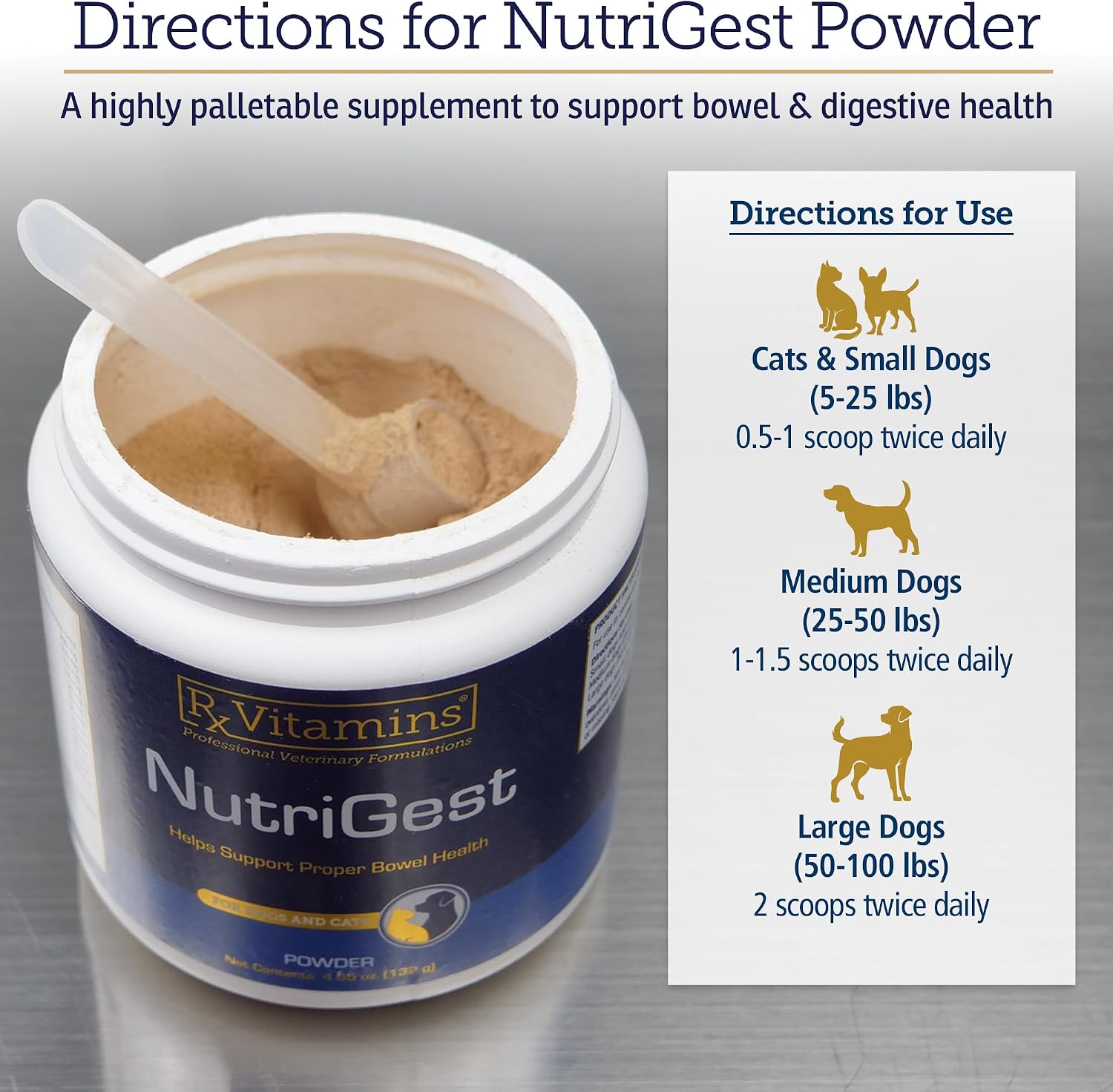 Rx Vitamins NutriGest - Dog Probiotics for Digestive Health & Cat Probiotic Powder - 132 g - görsel 6