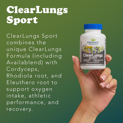 Ridgecrest Herbals ClearLungs Sport, Lung Support with Cordyceps, Rhodiola (60 Capsules)