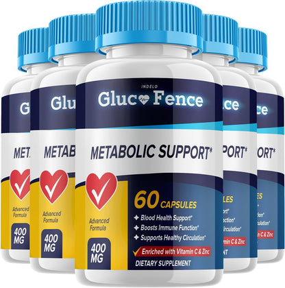 Gluco Fence Metabolic Support – Advanced Formula Supplement Capsules (300 Capsules, 5 Pack)