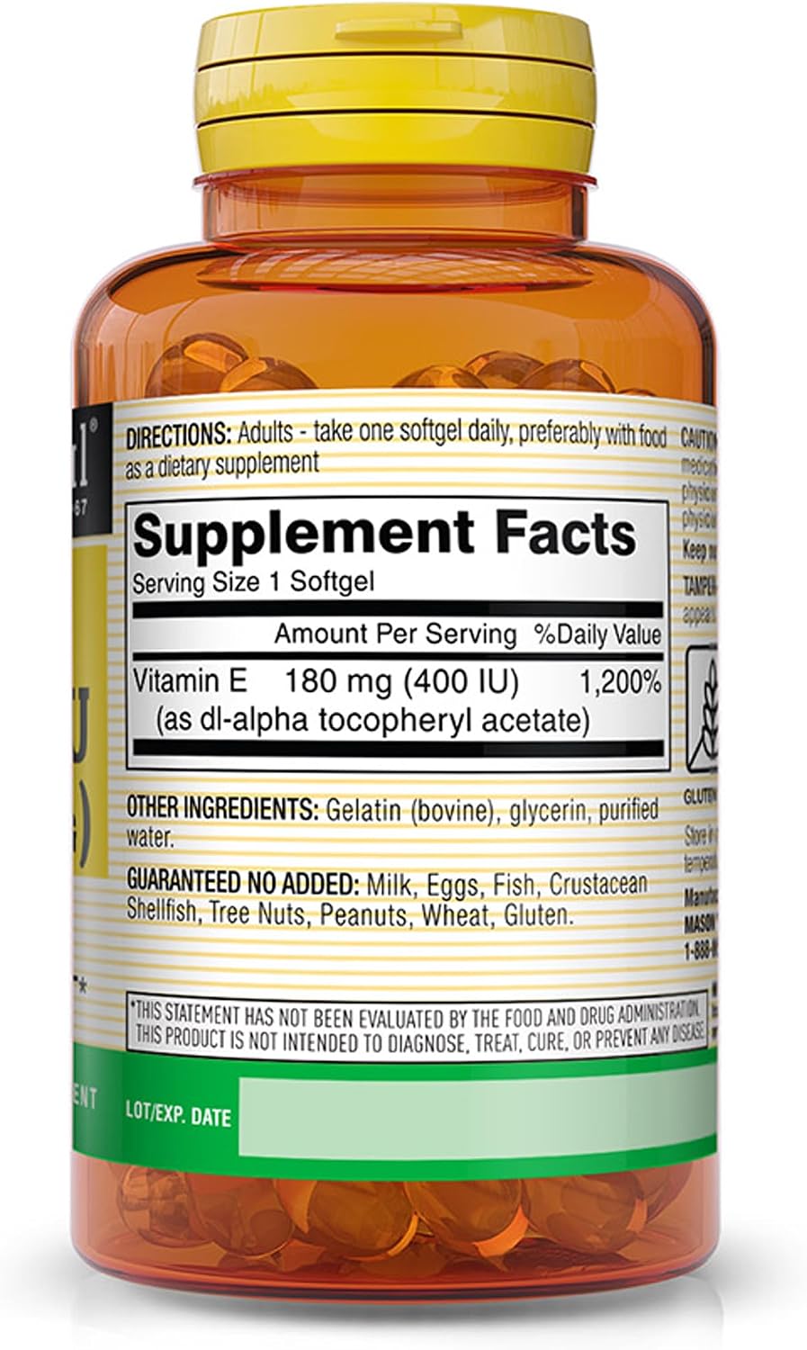 MASON NATURAL Vitamin E 400 IU (180 mg) - 100 Softgels - görsel 2