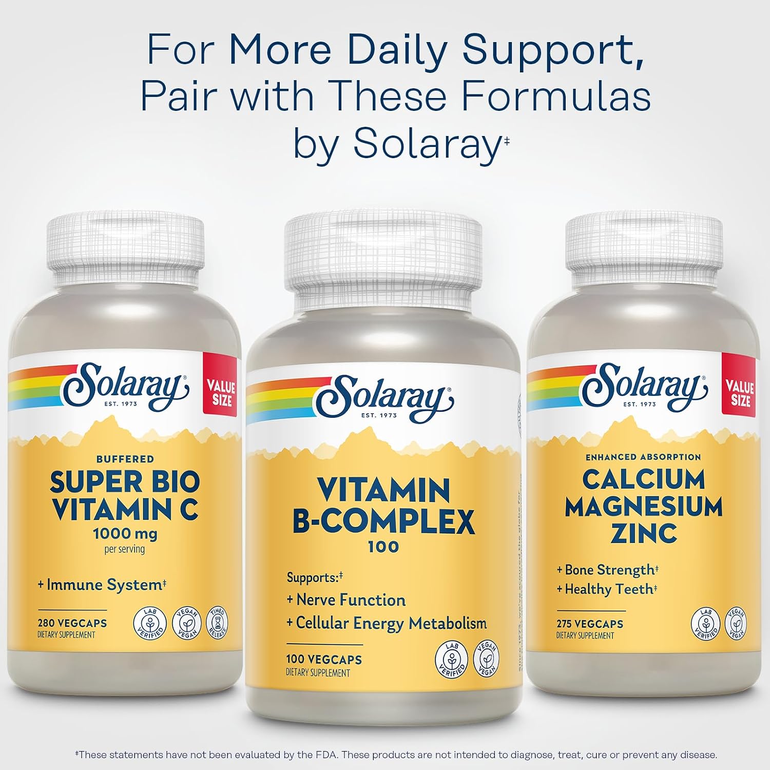 SOLARAY Vitamin B Complex 100mg – All 8 B Vitamins for Energy, Nerve & Heart Health (100 Vegan Capsules) - görsel 6