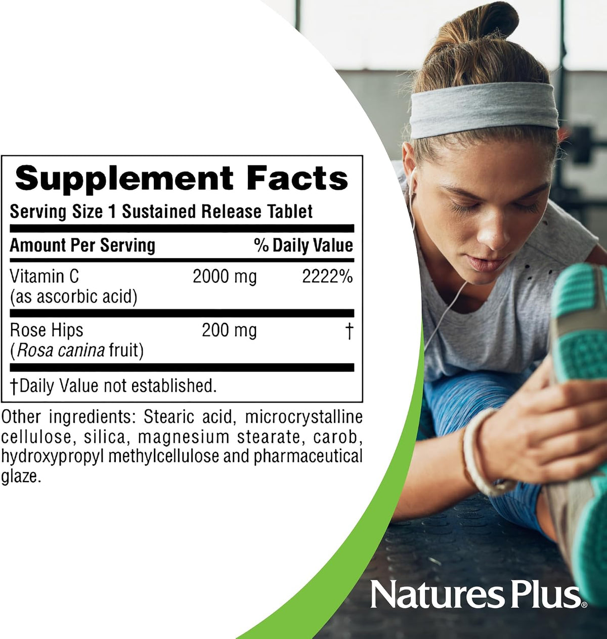 NaturesPlus Ultra-C 2000 mg Sustained-Release Vitamin C with Rose Hips, 90 Tablets (Pack of 2) - görsel 5
